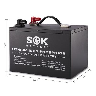 China Solar Metal Battery Lithium Iron Phosphate Storage Battery Bank 12V100Ah LiFePO4 Battery SOK (LifePO4) for sale