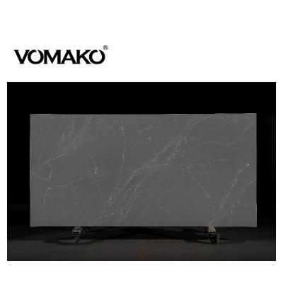 China Factory Price Eco-friendly / Multi-colors Vomako Polished Slab With Gray Vein Engineered Stone Outdoortop Kitchen Artificial Quartz Stone Slab for sale