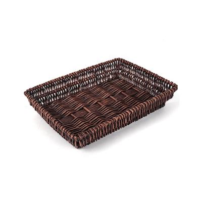 China Viable Handcraft 100% Natural Willow Bread Display Basket / Plastic Basket Tray With LFGB Approved for sale