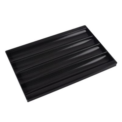 China High Quality Disposable Custom Made 4 Tiers Natural Nonstick Aluminum French Baguette Tray for sale