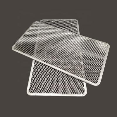 China Sustainable Custom Rectangle Mesh Screen Baking Tray Aluminum Pizza Screen Baking Mesh Net Plate for sale