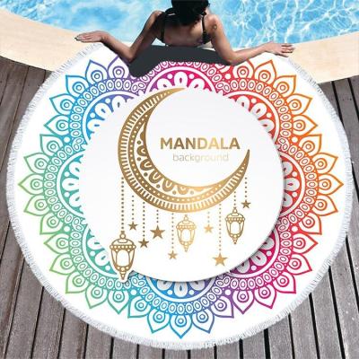 China 59Inches Round Beach Towel Boho Indian Hippie Tassel Free Beach Sand QUICK DRY Mat Circle Yoga Mat Mandala for sale