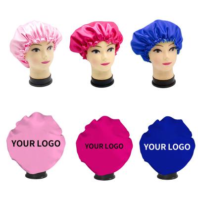 China Sustainable Private Label OEM Fashion Printing Shower Cap Women Increase Thicker Bathing Waterproof Shower Cap for sale