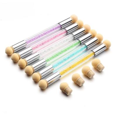 China Hot Selling Nail Art Tool Set Silicone Stain Gradient Gradient Painting Pen Double Sponge Nail Art Beauty Salon Nail Art Tool for sale