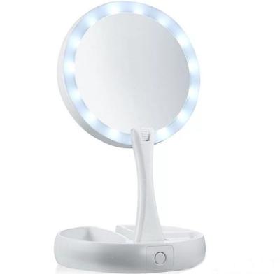 China Portable Folding Folding Lighted Lighted Makeup Cosmetic Mirror With Led Light Illuminated Side Mirror for sale