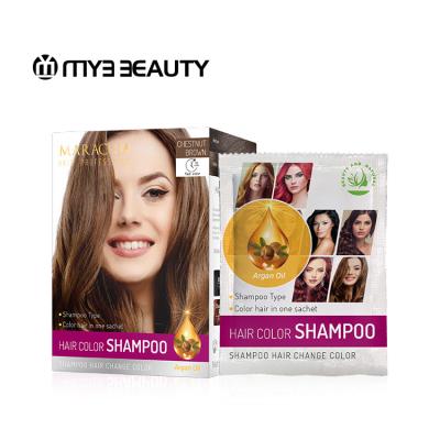 China OEM Private Label Gray Coverage Argan Oil Hair Dye Natural Long Lasting Easy Instant Shampoo Natural Black Hair Color Sachet for sale