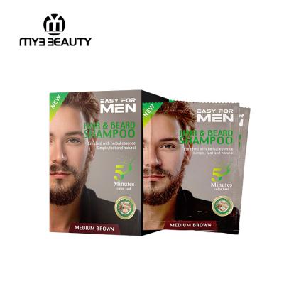 China Men Grooming Wholesale Private Label Men Care 4 Colors Brown Beard Dye Shampoo 5 Minute Instant Color Dye Shampoo For Men for sale