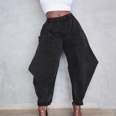 China 2021 Breathable New Arrive Casual High Waist Black Ladies Loose Jeans Pants Trousers Women for sale