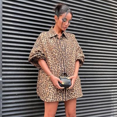 China Breathable Ladies Long Sleeve Loose Leopard Blouse For Women Blouses And Shirts for sale