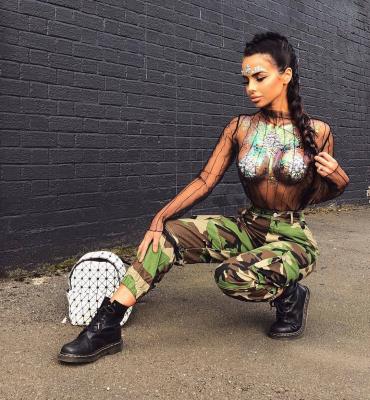 China Stylish Women's Overalls 2020 Camouflage Pants With Multi Belt Pocket Camouflage Cargo Pants For Women for sale