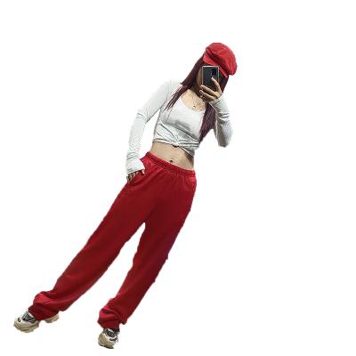 China Wholesale Anti-Wrinkle Autumn Pants Women Solid Color Wide Leg Pants Girls Sports Tracksuit for sale