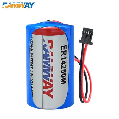 China Medical equipment RAMWAY ER14250M 3.6V size 1/2AA Li-SOCI2 primary lithium battery non rechargeable for sigfox device for sale