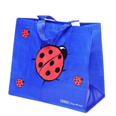 China Small Logo Printed Pp Woven Recyclable Customized Eco Friendly Reusable Tote Bag Shopping Bag for sale