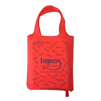 China Eco RPET Polyester Reusable Reusable Folding Bag Nylon Foldable Shopping Bag for sale