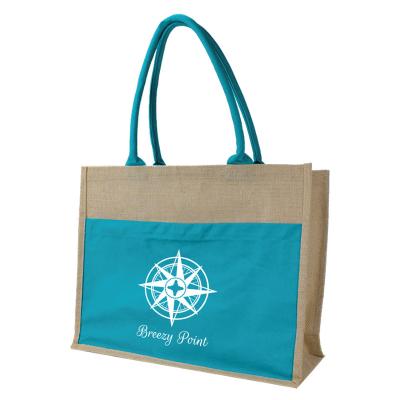 China China Manufacturer Custom Printed New Fashion Jute Reusable Bag With Front Pocket for sale