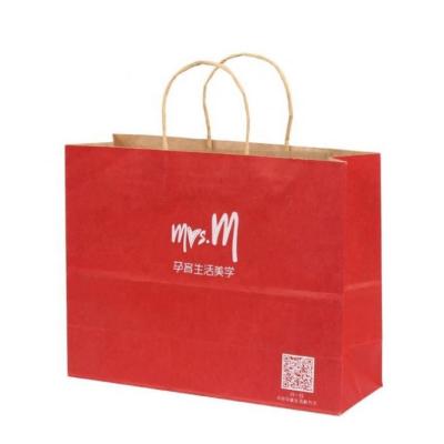 China Recyclable Luxury Gift Paper Bag With Twist Handle, Double Sides Logo Printed Custom Kraft Paper Bag for sale