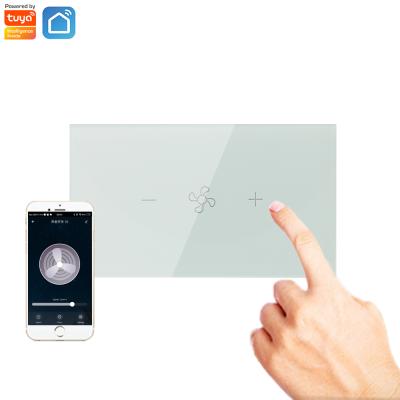 China Tempered Glass+PC E-starri Tuya Fireproof Smart Home Switch Smart Timer APP Touch Screen WiFi Ceiling Fan Switch Wireless Remote Control Smart Fan for sale