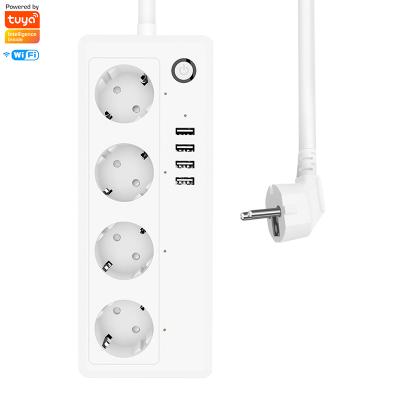 China Wifi 4 AC Outlet Plug With Port 4 USB App Voice Control Charging Sync Works With Alexa Google Home Assistant Wifi Power Smart Strip for sale