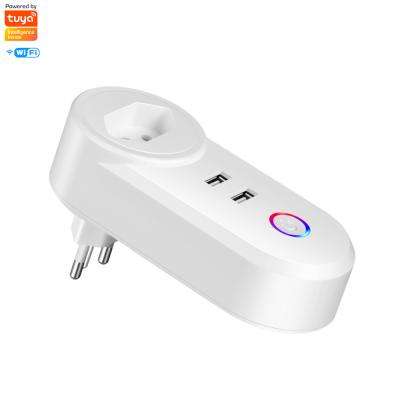 China AU Smart BR EU UK UK USA Israel Wifi Dual USB Plug E-starri IN Alexa Standard Wireless Smart Plug Tuya USB Socket Smart USB Support for sale