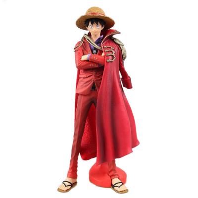 China Cartoon Toy 25cm With Red Custom Anime Toys Luffy PVC Vinyl OEM Legs Hair Scab One Piece Action Number for sale