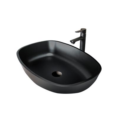 China Best Selling Modern Classic Oval Hand Wash Sink Matte Black Art Glass Basin for sale