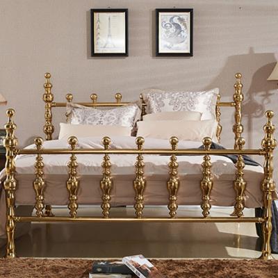 China Solid Brass Frame 1.5m 1.8m Double Handmade Modern Metal Bedroom Beds for sale