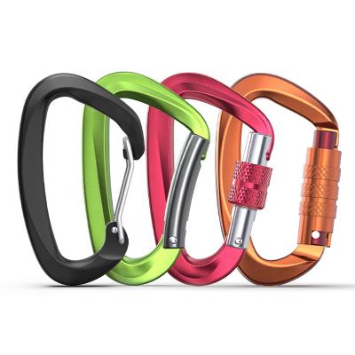 China Wholesale Wear Resistant 12Kn Rust Aluminum Carabiner D Shaped Straight Door Carabiner Bent Gate Screw Carabiner Keychain Hook Wiregate for sale