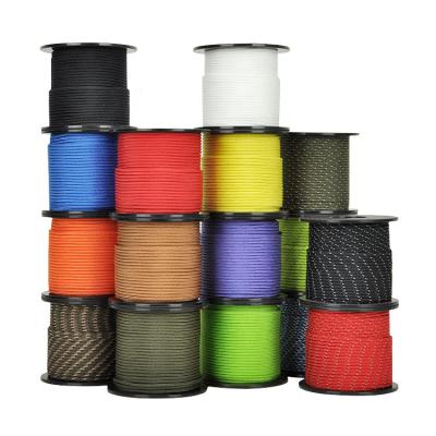 China Standard Paracord Type Me Black 2Mm 3Mm 4Mm Parachute Cord 1 3 5 9 Core Beaches Survival 100 425 550 Polyester Nylon Cord for sale