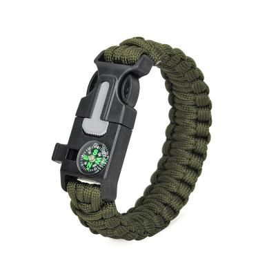 China Outdoor Polypropylene 550 Paracord Bracelet Fire Starter Bracelet with Whistling Compass - Army Green for sale