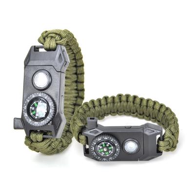 China Tacatial Survival LED Paracord Bracelet Compass Fire Starter Light Survival Bracelet for sale