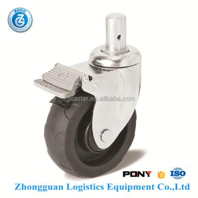 China medical caster zogo 8585-123B 5 inch 24mm post with brake stretcher caster band mute medical casters for sale