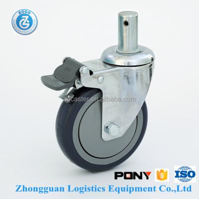 China Caster Zogo Medical 8785-813G-2 125mm 5 Inch Inset Stem PU Motherboard Caster Cart Casters for sale