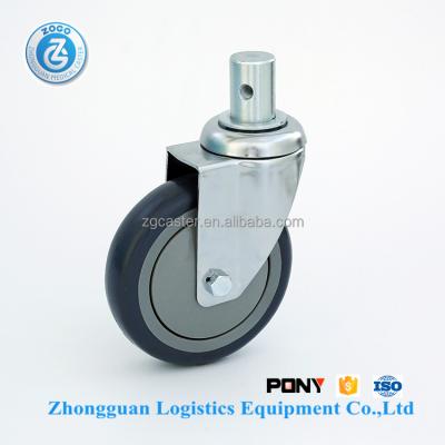 China Medical Caster Zogo 8775-81G-8 28mm 5 Inch Stem Chrome Plated Stretcher Wheel Medical Bed Wheel Casters for sale