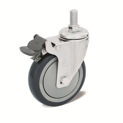 China High Quality Gray Hospital Bed zogo 8744-813G 100mm PU Caster 4inch Hospital Furniture Swivel Caster Wheel for sale