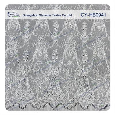 China Antique Decorative Eyelash Lace Trim Fabric With Scallop , Floral Lace Trim for sale