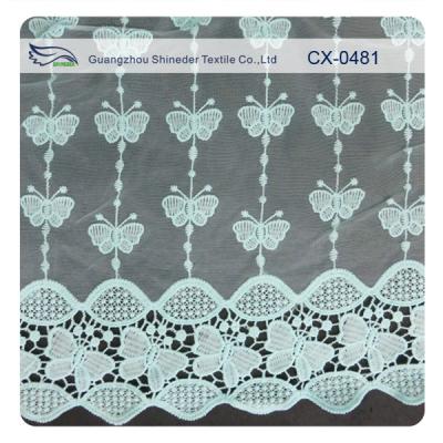 China Butterfly Organza Embroidery Lace Fabric , Eco-friendly Dyeing / Normal Dyeing for sale