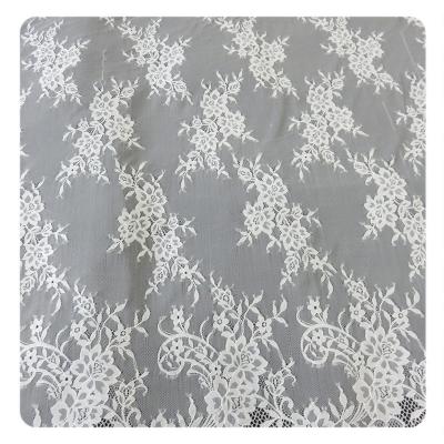 China Beautiful white Nylon Eyelash Elastic Lace Trim / Decorative Lace Trim for sale