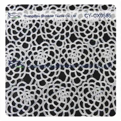 China Antique Stretch Polyester Lace Fabric / Dressmaking Fabric With White Flower for sale