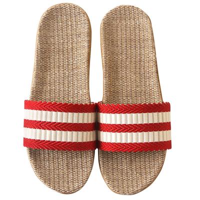 China Fashion Trend Factory Sale Retro Ladies Slippers Solid Color Stripe Pattern Home Fish Say Open Lip Toe Non-Slip Women Flat Slippers for sale