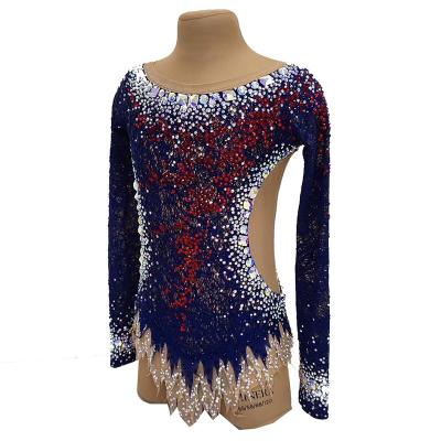 China Dresses Figure Skating Dress Girls Sleeve Rhinestones Skirt Spandex Dance Costumes Sexy Ice Skating Dress for sale