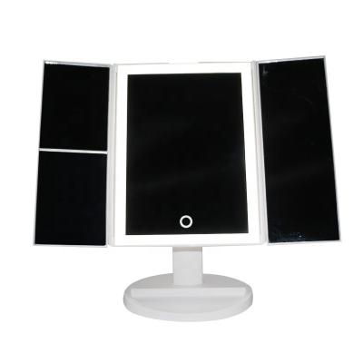 China 36 Tri Led Touch Screen Tri Led Lighted Vanity Makeup Mirror With Magnification 1x/2x/3x Usb Charging 180 Degree Adjustable Stand for sale