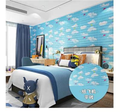 China ECO-Friendly+waterproof+self-adhesive FM factory wholesale xpe 3d foam self-adhesive wallpaper for kids room for sale