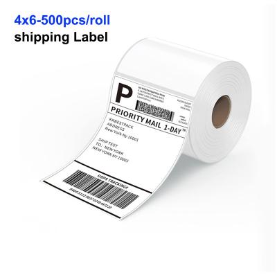 China Hot Selling Waterproof White Paper Custom 4x6 Waterproof Barcode Inches Sticker Roll Direct Thermal Shipping Label for sale