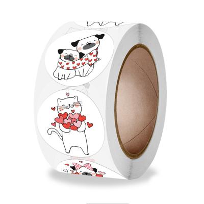 China Wholesale Waterproof Custom Lovely Animal Valentine's Day Gift Decorative Self Adhesive Sticker Label for sale