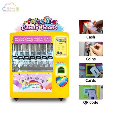 China 70Kg Capacity Automated Candy Beans Vending Machine 163*65*180cm Yellow for sale