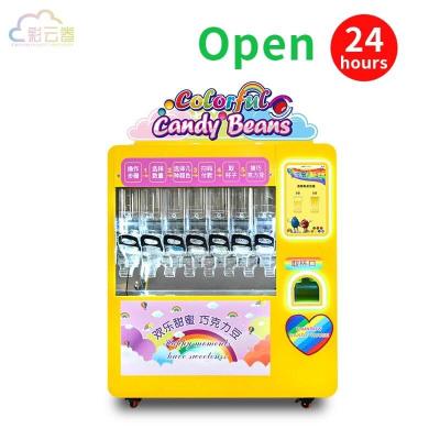 China Floor Standing Candy Dispenser Vending Machine Met Metalen Acryl Plastic Materials Te koop