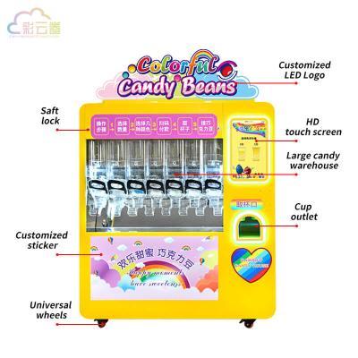 China Yellow Auto Sugar Candy Dispenser Vending Machine For Candy Business for sale