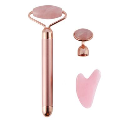 China Eye care new 3 in 1jade roller gua sha set natural jade roller set box metal handle jade gua sha and face roller for sale