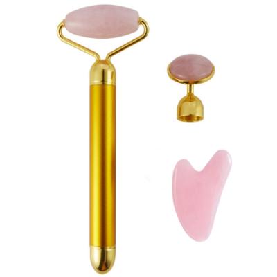 China Eye care new 3 in 1jade roller gua sha set natural jade roller set box metal handle jade gua sha and face roller for sale