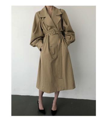 China 2022 New Fashion Best Ditch Coat Women Elegant Women Long Waterproof Anorak Khaki Ditch Coat With Belt for sale